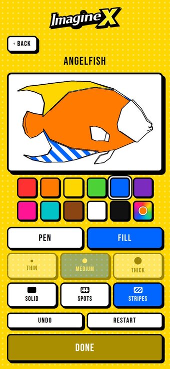 Colouring an angelfish on a phone